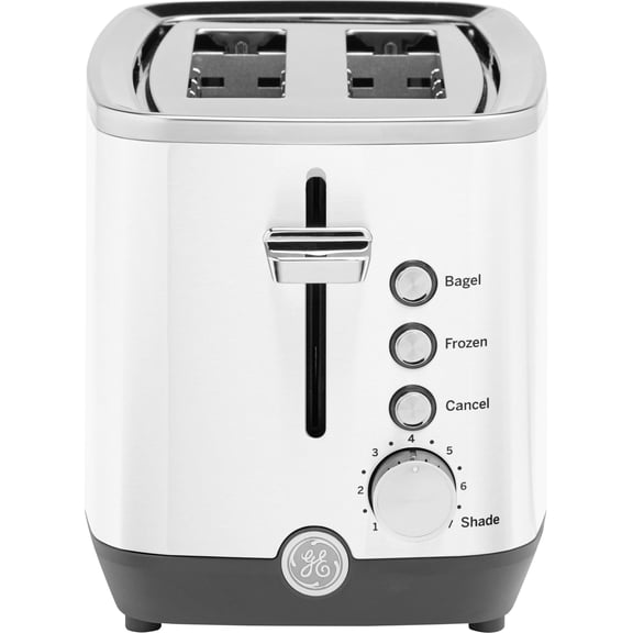 GE 2-Slice Stainless Steel Toaster with Extra-Wide Slots, 7 Shade Settings & Removable Crumb Tray
