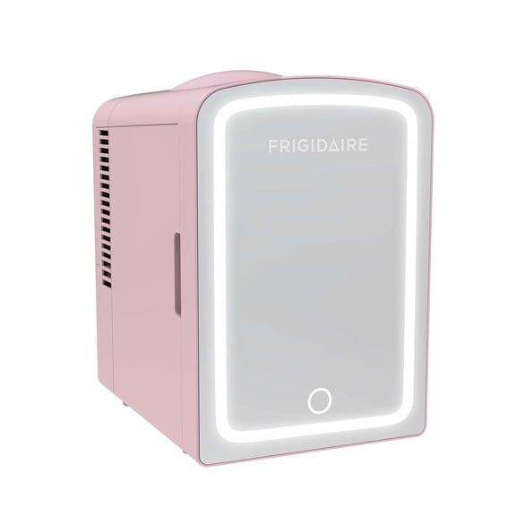 Frigidaire Skincare Cooler with Lighted Mirror Make-Up Door, Pink