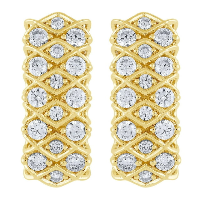 0.96 CT. T.W. Round Cut J Hoop Diamond Earrings in 14K Gold