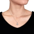 thumbnail image 6 of Lab Created Gemstone Teardrop Halo Pendant and Stud Earrings Set in Sterling Silver, 6 of 7
