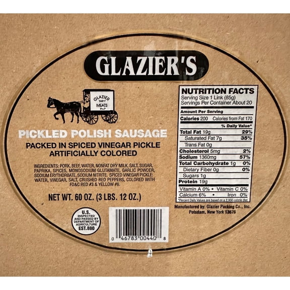 Glazier's Pickled Polish Sausage, 60 oz.
