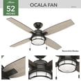 thumbnail image 3 of Hunter 52" Ocala Fresh White Outdoor Damp Rated Ceiling Fan with LED Light Kit and Pull Chain, 3 of 16