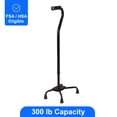 thumbnail image 1 of Medline Aluminum Quad Cane with Large Base, 300 lb Capacity, Black, 1 of 4