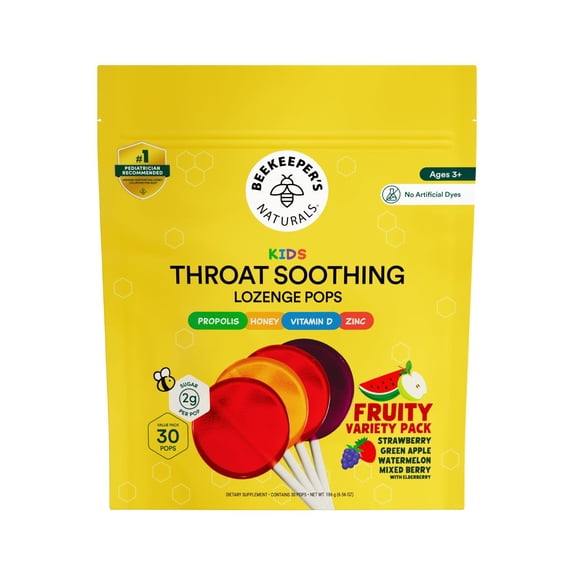 BeeKeeper's Naturals Kid's Propolis Throat Soothing Pops, 30 ct.