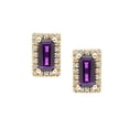 thumbnail image 2 of Baguette Cut Gemstone & 0.12 CT. TW Diamond Stud Halo Earrings in 14K Gold, 2 of 5