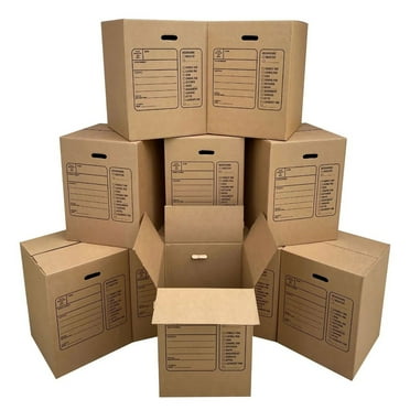 UBMOVE Pack of 10 Premium Large Corrugated Boxes with Handles, 18" x 18" x 24"