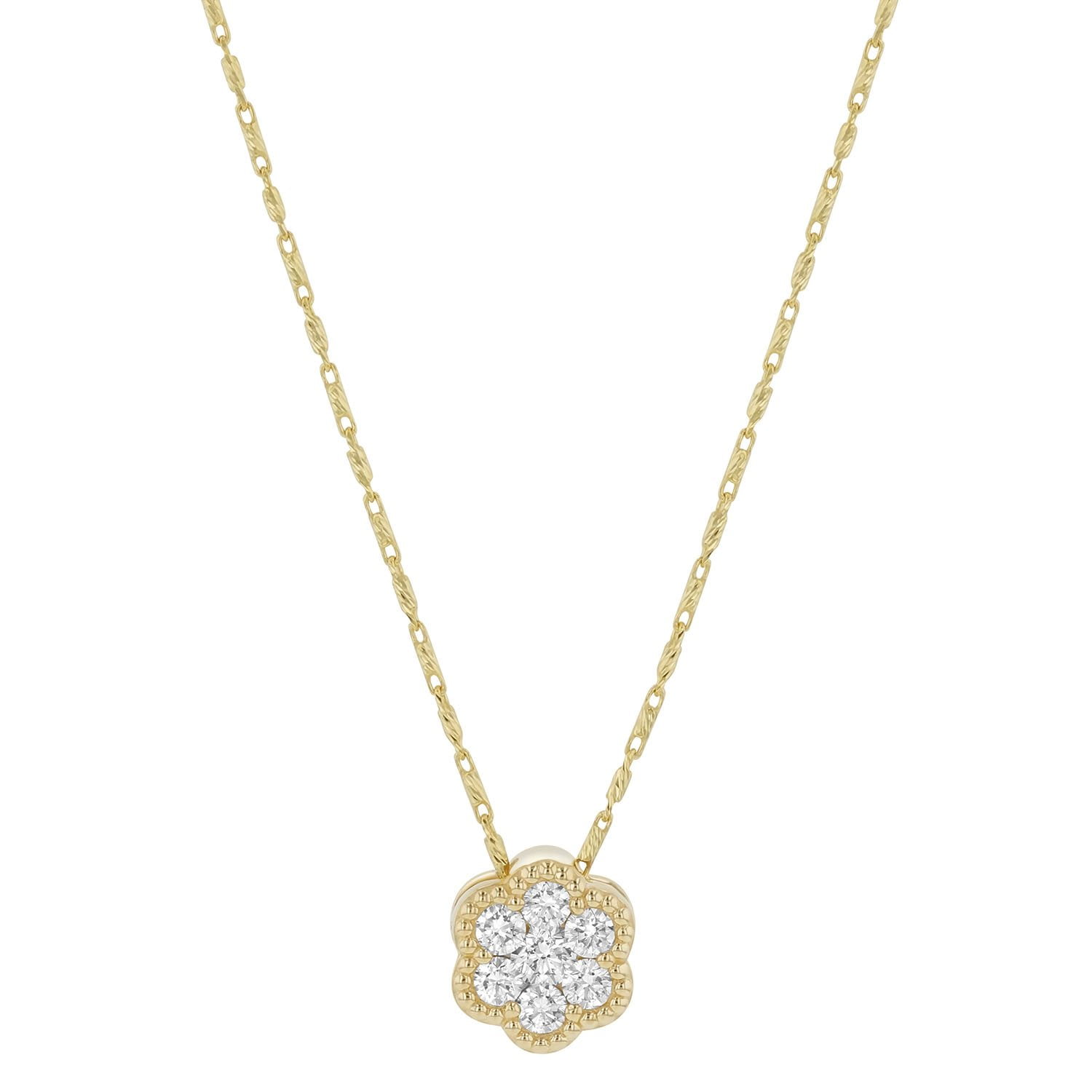 0.50 CT. TW. Round Cut Flower Diamond Pendant in 14K Gold