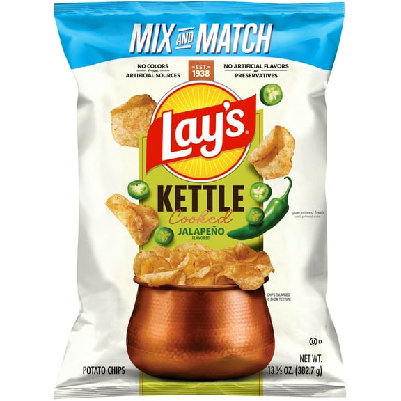 Lay's Kettle Cooked  Jalapeño Potato Chips, 13.5 oz.