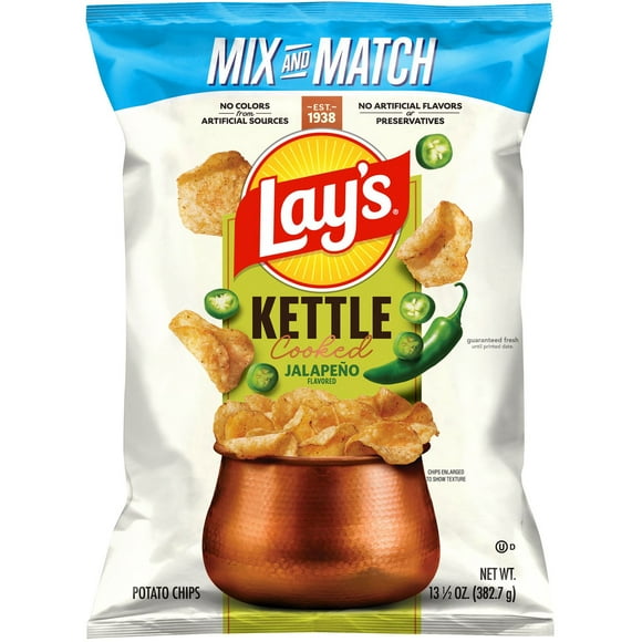 Lay's Kettle Cooked JalapeƱo Potato Chips, 13.5 oz.