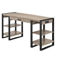thumbnail image 3 of Urban Blend 60" Dual Shelf Wood Computer Desk with Power Strip - Driftwood, 3 of 7