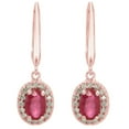 thumbnail image 2 of Oval Cut Genuine Gemstone and 0.16 CT. T.W. Diamond Dangle Earrings in 14K Gold, 2 of 5