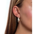 thumbnail image 4 of Two-Tone Diamond Cut Satin Oval Hoop Earrings in 14K Gold, 4 of 4