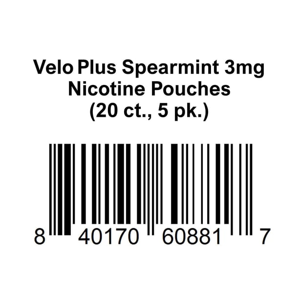 Velo Plus Spearmint 3 mg Nicotine Pouches, 20 ct., 5 pk