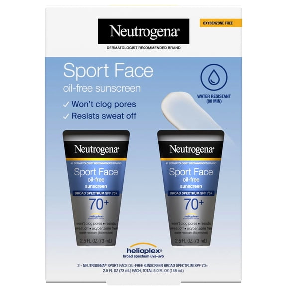 Neutrogena Sport Face Sunscreen, Oil-Free, 2 pk. 2.5 fl. oz.