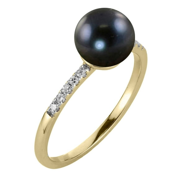 Cultured Freshwater Pearl and 0.08 CT.T.W. Diamond Ring in 14K Gold