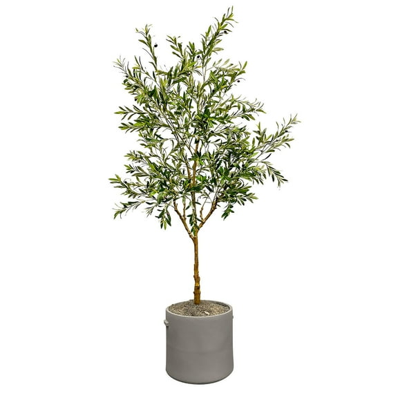 Faux 8' Olive Tree in Oversized Ceramic Pot