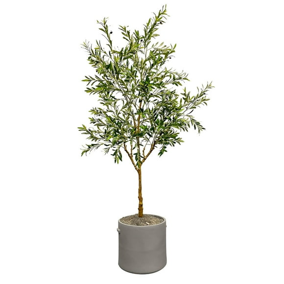 Faux 8' Olive Tree in Oversized Ceramic Pot