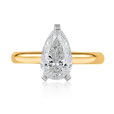 Lab Created Pear Cut Solitaire Diamond Ring