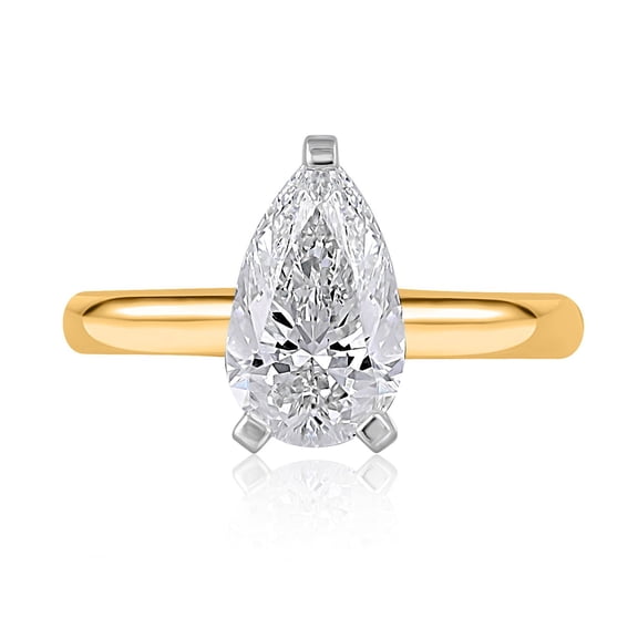 Lab Created Pear Cut Solitaire Diamond Ring