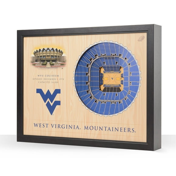 YouTheFan West Virginia Mountaineers 25-Layer Basketball Stadium View 3D Wall Art
