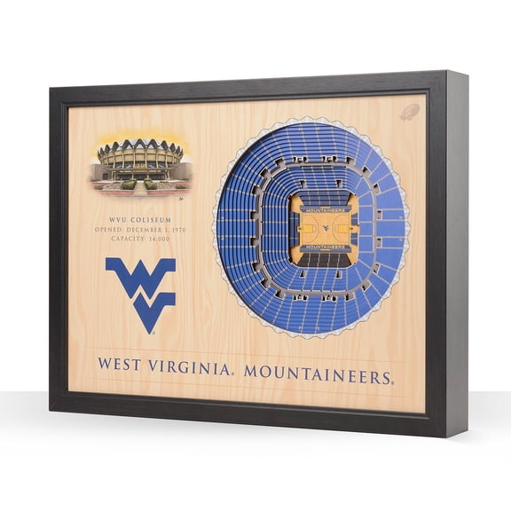 YouTheFan West Virginia Mountaineers 25-Layer Basketball Stadium View 3D Wall Art