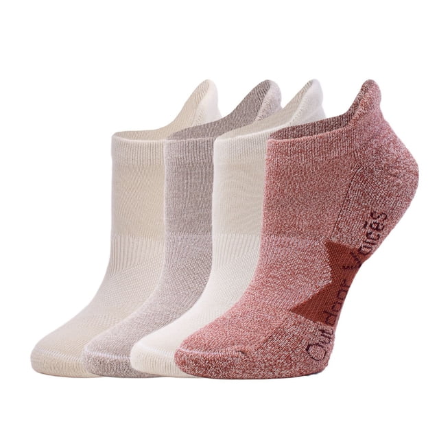 Outdoor Voices Women's 4-Pack Tab Back No-Show Sock
