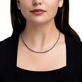 thumbnail image 5 of Round Cut Lab Created Gemstone Tennis Necklace in Sterling Silver, 5 of 7
