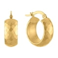thumbnail image 3 of Diamond Cut Faceted Huggie Hoop Earrings in 14K Gold, 3 of 6