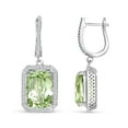 thumbnail image 3 of Cushion Cut Gemstone Halo Dangle Earrings in Sterling Silver, 3 of 5