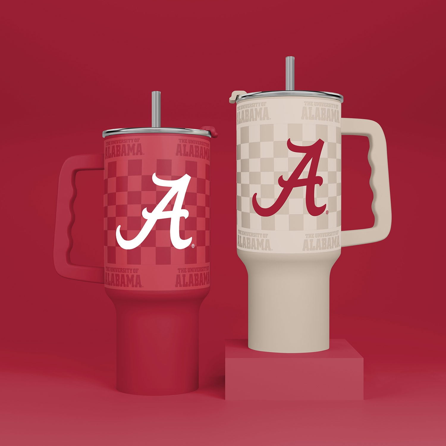 NCAA Alabama Crimson Tide Tumbler - 20 Oz Stainless Steel Insulated Cup With Handle & Straw