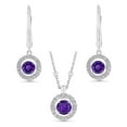 thumbnail image 1 of Round Cut Lab Created Gemstone Dancing Pendant & Earring Set in Sterling Silver, 1 of 8