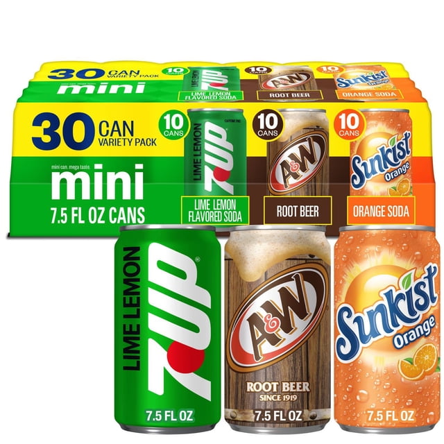 7UP, A&W Root Beer and Sunkist Variety Pack 7.5 fl. oz., 30 pk.