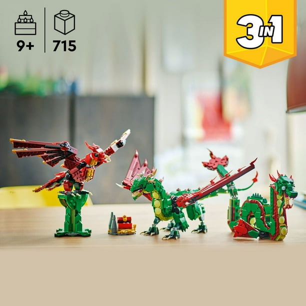 LEGO Creator 3 in 1 Medieval Dragon Building Toy, 715 pcs