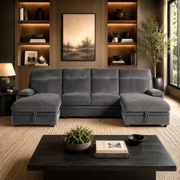 Skylar Convertible Sleeper Sectional with Double Chaise