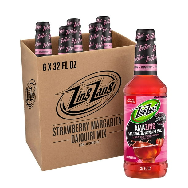 Zing Zang Strawberry Margarita-Daiquiri Mix 32 fl. oz. bottle, 6