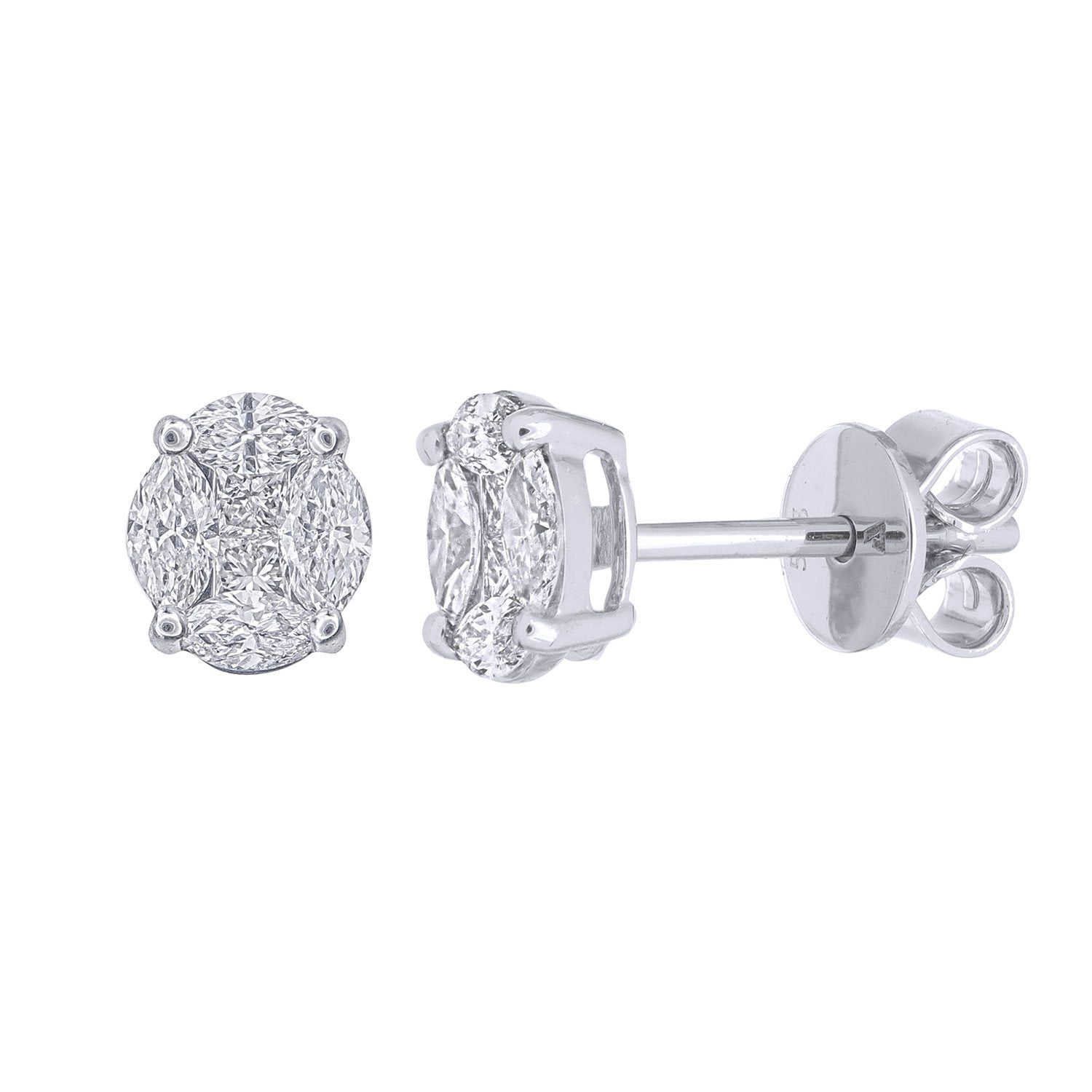 Oval Shaped Diamond Stud Earrings in 14K Gold