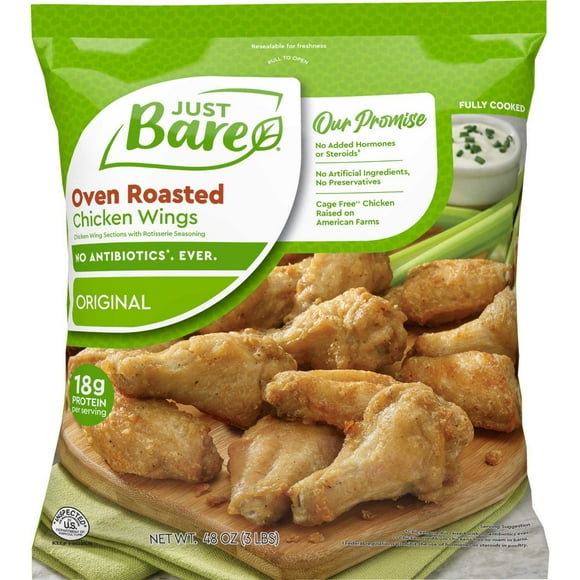 Just Bare Original Oven Roasted Chicken Wings, Frozen, 3 lbs.