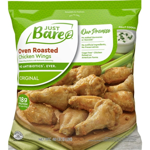 Just Bare Original Oven Roasted Chicken Wings, Frozen, 3 lbs.