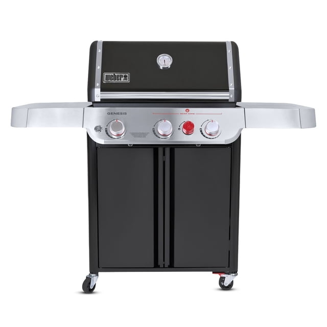 Weber Genesis E‑325 3‑Burner Liquid Propane Gas Grill with Sear Zone & Side Tables, Black