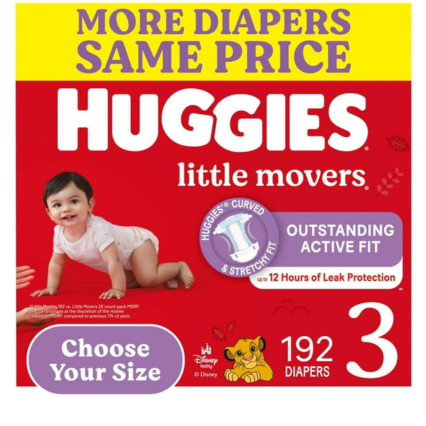 Huggies Little Movers Baby Diapers, Size 3-8
