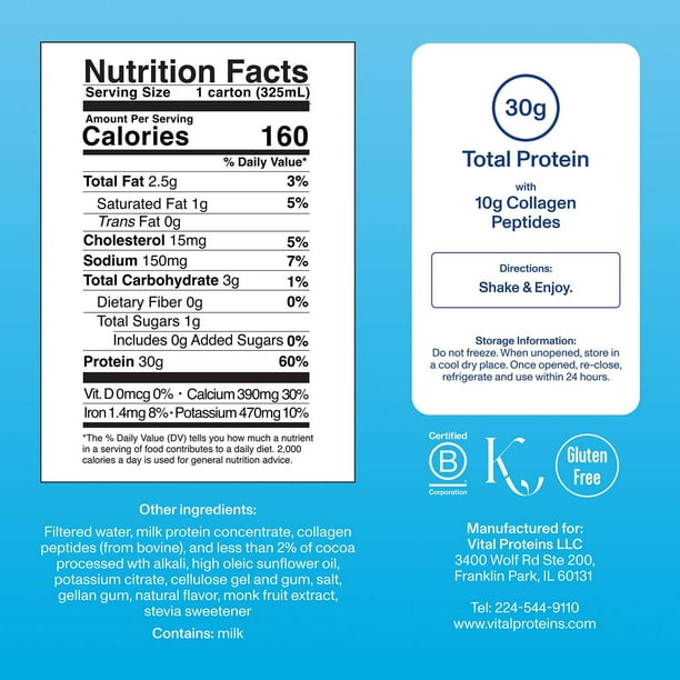 Vital Proteins 30g Adult Nutrition, Chocolate, 11 fl. oz. 18 pk