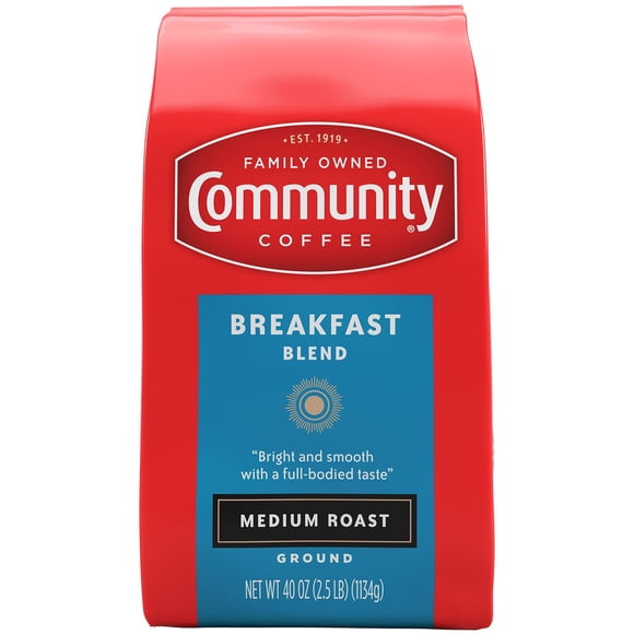 Community Coffee Medium Roast Ground Coffee, Breakfast Blend, 40 oz.