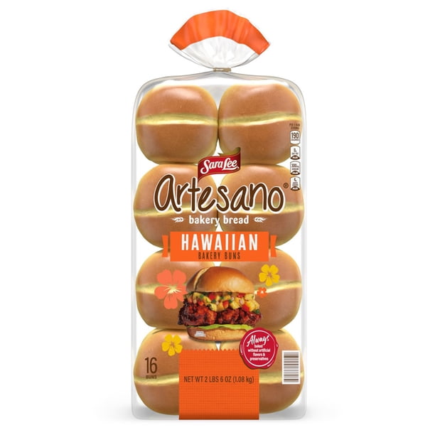 Sara Lee Artesano Hawaiian Hamburger Buns, 2.37 oz., 16ct