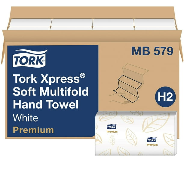 Tork Premium Soft Xpress Multifold 2-Ply White Blue Leaf Hand