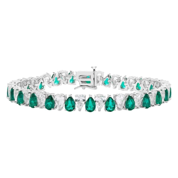 Pear Cut Gemstone Bracelet in Sterling Silver
