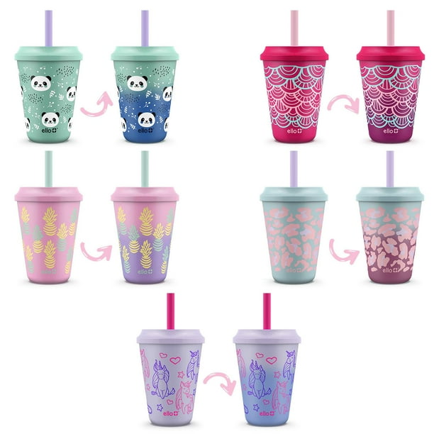 Ello Kids 12-Ounce Color Changing Tumblers with Lids and Straws