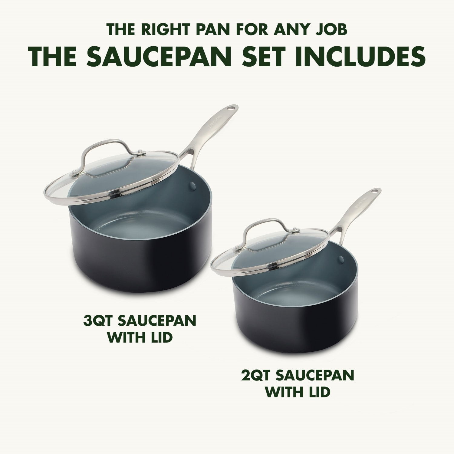 GreenPan Valencia Pro 2 Piece Saucepan Set - Thumbnail 3