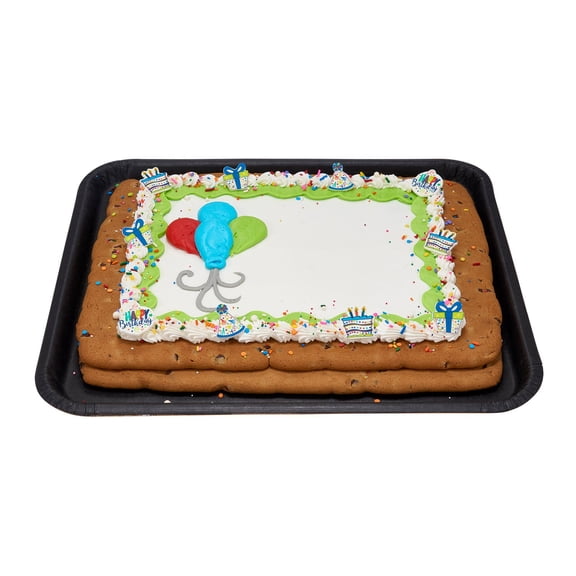 Party Balloons Half Sheet Cookie Cake, Red, Light Blue, and Green Design