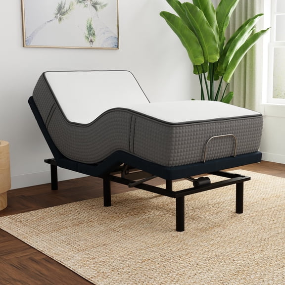 LulaaBED 12" Soft & Firm Flippable Memory Foam Mattress & Adjustable Base Set