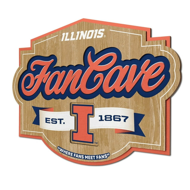 YouTheFan Illinois Fighting Illini 17"x12.5" 3D Multi-Layered Fan Cave Sign